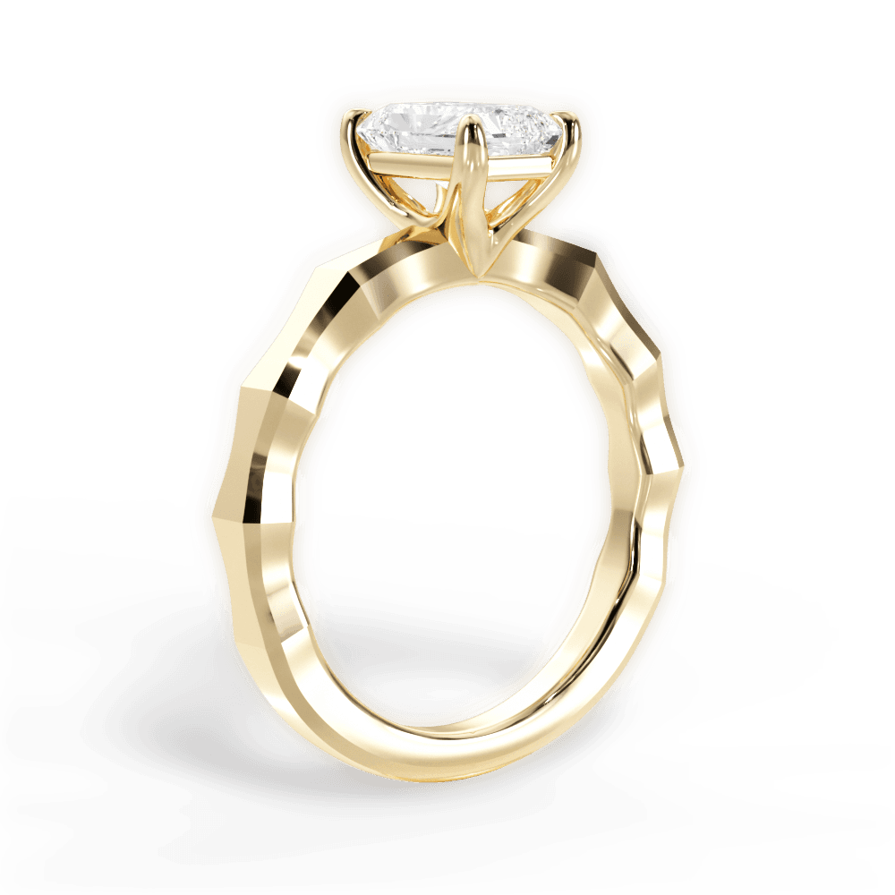 Aaliyah Radiant Cut Lab Grown Diamond 18Kt Yellow Gold Engagement Ring - View 3