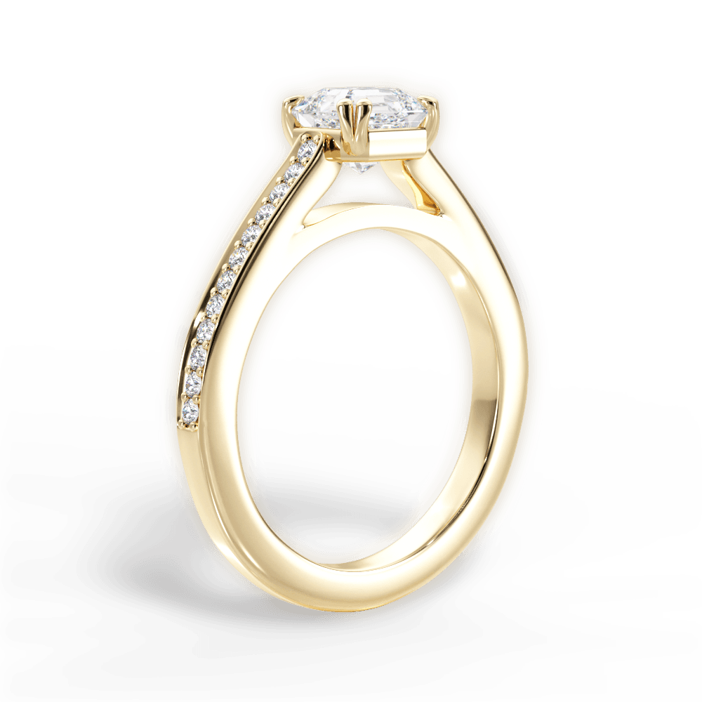 Denise Asscher Cut Lab Grown Diamond 18Kt Yellow Gold Engagement Ring - View 2