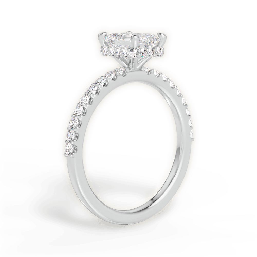 Isabella Emerald Cut Lab Grown Diamond 18Kt White Gold Engagement Ring - View 2