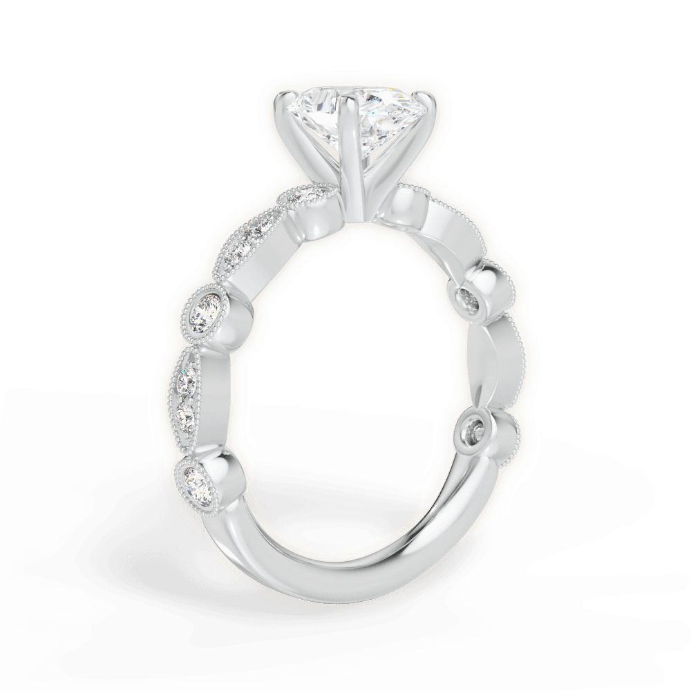 Edith Oval Cut Lab Grown Diamond 18Kt White Gold Engagement Ring - View 2