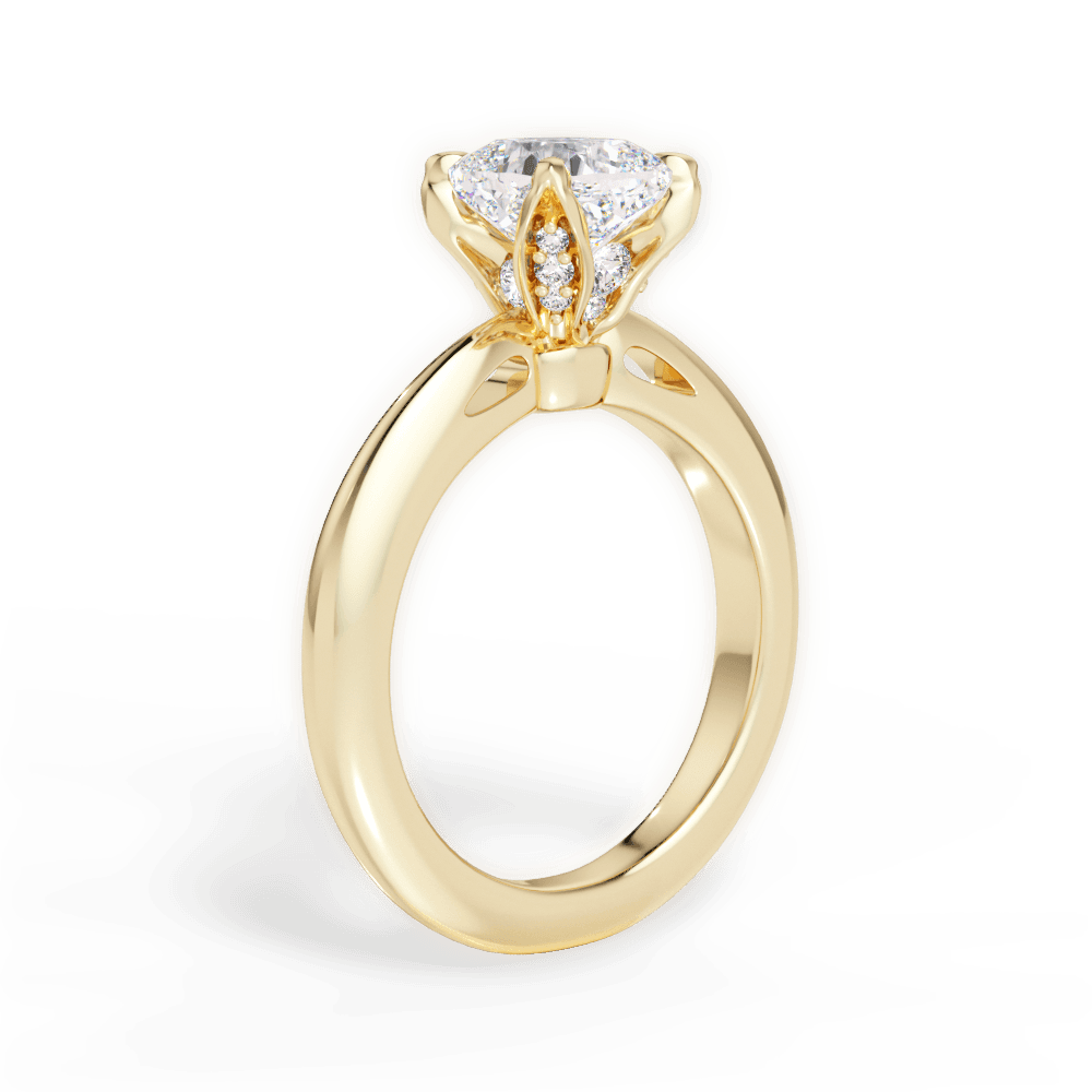 Elaine Cushion Cut Lab Grown Diamond 18Kt Yellow Gold Engagement Ring - View 2