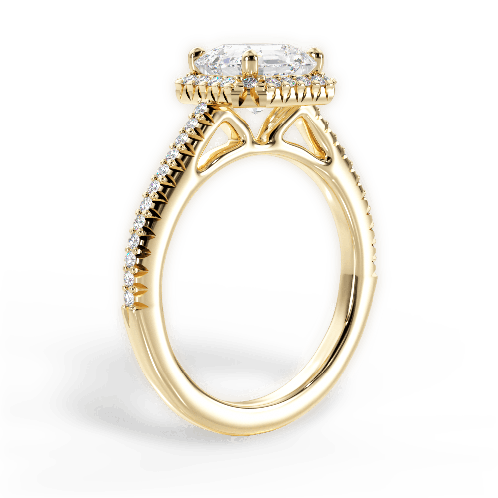 Jenny Asscher Cut Lab Grown Diamond 18Kt Yellow Gold Engagement Ring - View 2