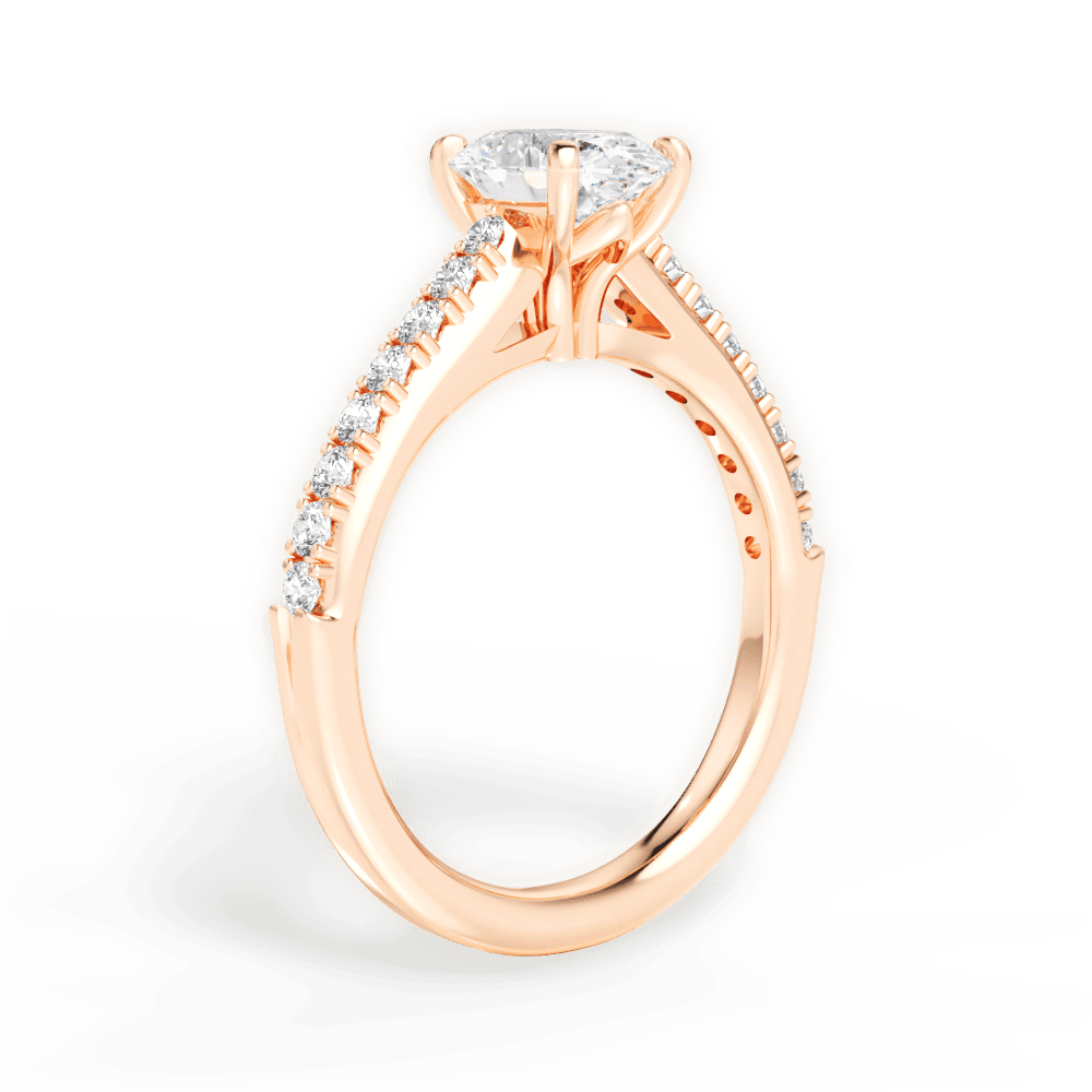 Elizabeth Oval Cut Lab Grown Diamond 18Kt Rose Gold Engagement Ring - View 2