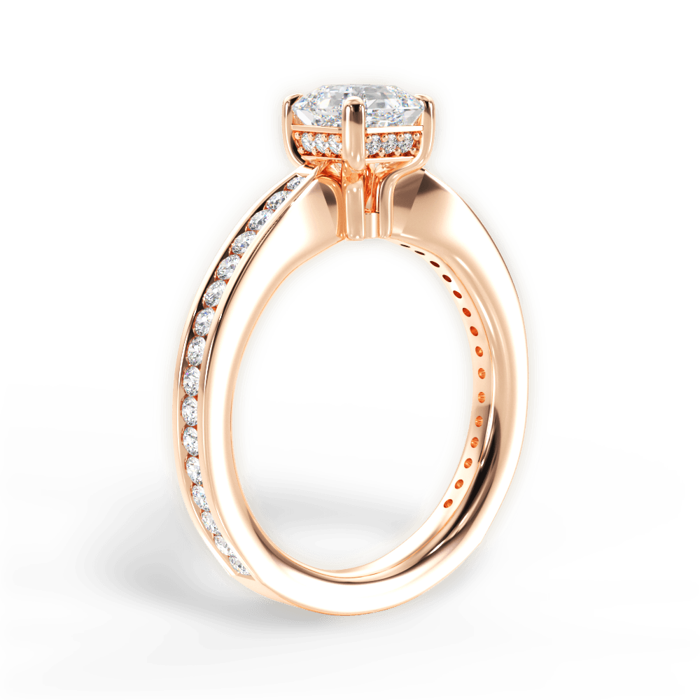Katelyn Asscher Cut Lab Grown Diamond 18Kt Rose Gold Engagement Ring - View 2
