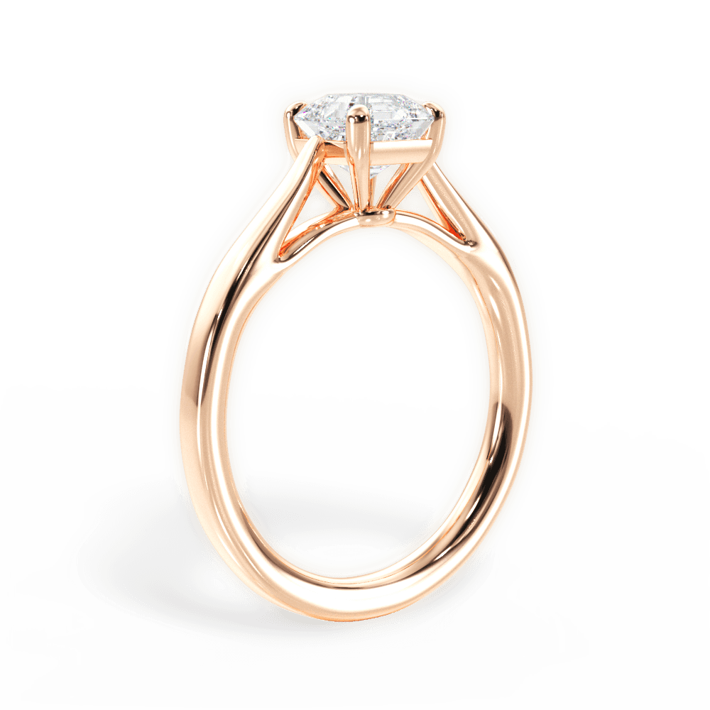 Angie Asscher Cut Lab Grown Diamond 18Kt Rose Gold Engagement Ring - View 3