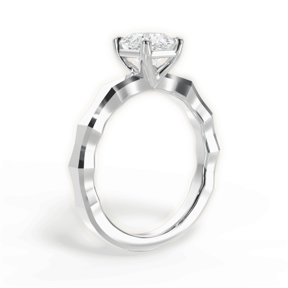 Aaliyah Asscher Cut Lab Grown Diamond 18Kt White Gold Engagement Ring - View 2