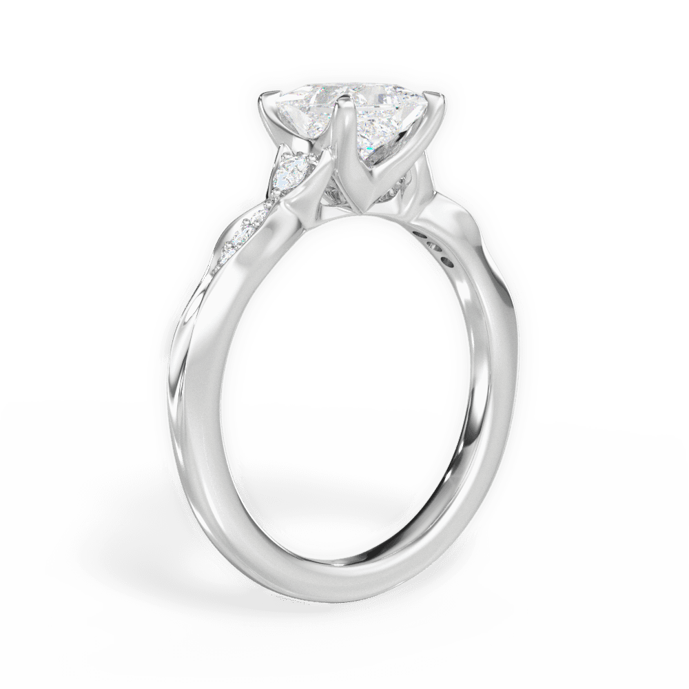 Cassie Princess Cut Lab Grown Diamond 14Kt White Gold Engagement Ring - View 3