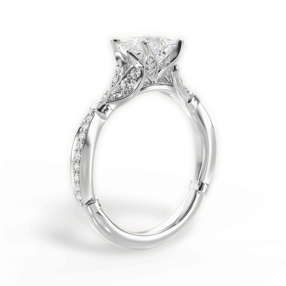 Geraldine Princess Cut Lab Grown Diamond 18Kt White Gold Engagement Ring - View 4