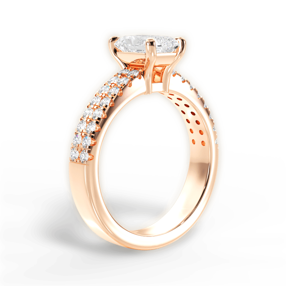 Kayla Radiant Cut Lab Grown Diamond 18Kt Rose Gold Engagement Ring - View 2