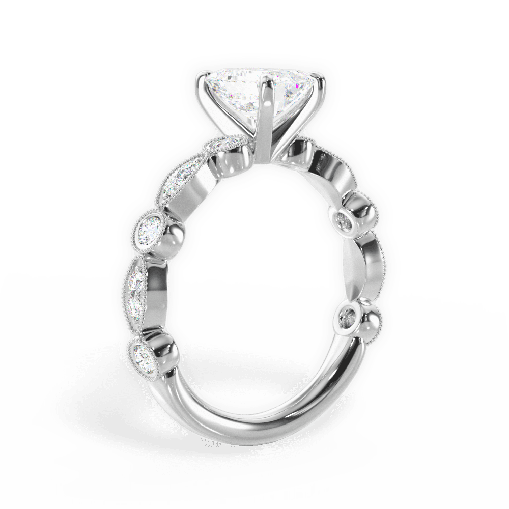 Edith Emerald Cut Lab Grown Diamond Platinum Engagement Ring - View 2
