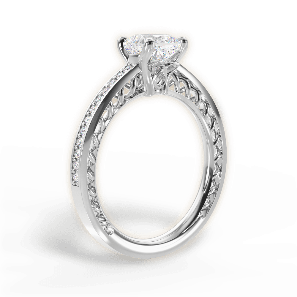 Donna Cushion Cut Lab Grown Diamond 14Kt White Gold Engagement Ring - View 3