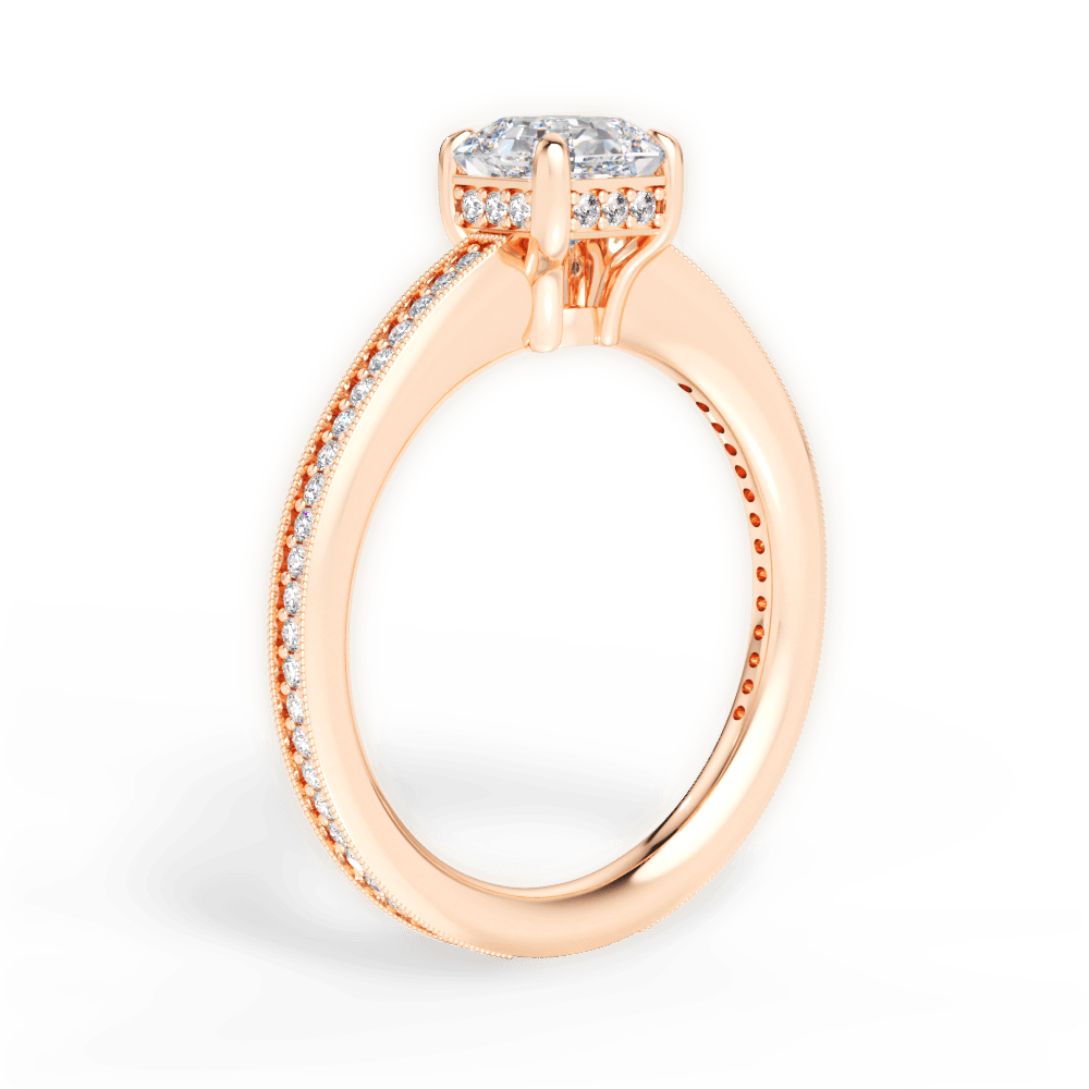 Janet Asscher Cut Lab Grown Diamond 18Kt Rose Gold Engagement Ring - View 2
