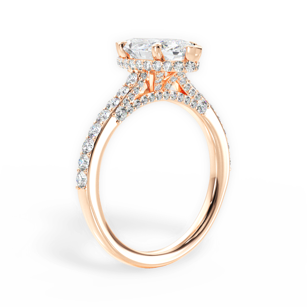 Laura Marquise Cut Lab Grown Diamond 18Kt Rose Gold Engagement Ring - View 2