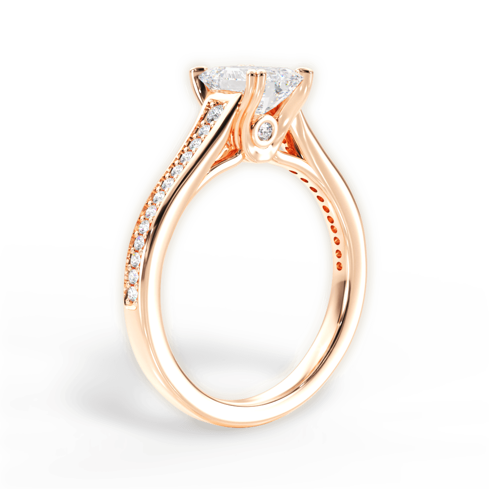 Delia Emerald Cut Lab Grown Diamond 18Kt Rose Gold Engagement Ring - View 3