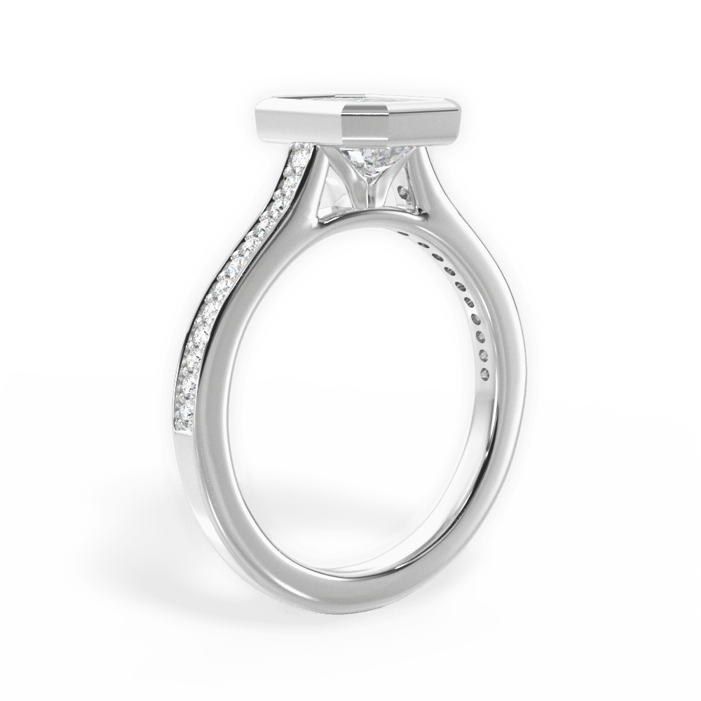 Deanna Emerald Cut Lab Grown Diamond 18Kt White Gold Engagement Ring - View 2