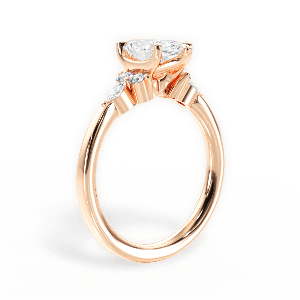 Cynthia Marquise Cut Lab Grown Diamond 18Kt Rose Gold Engagement Ring - View 4