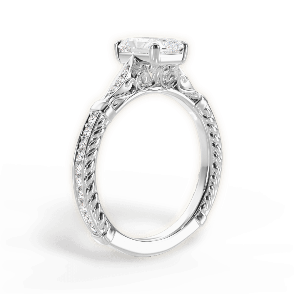 Gabriela Radiant Cut Lab Grown Diamond Platinum Engagement Ring - View 3