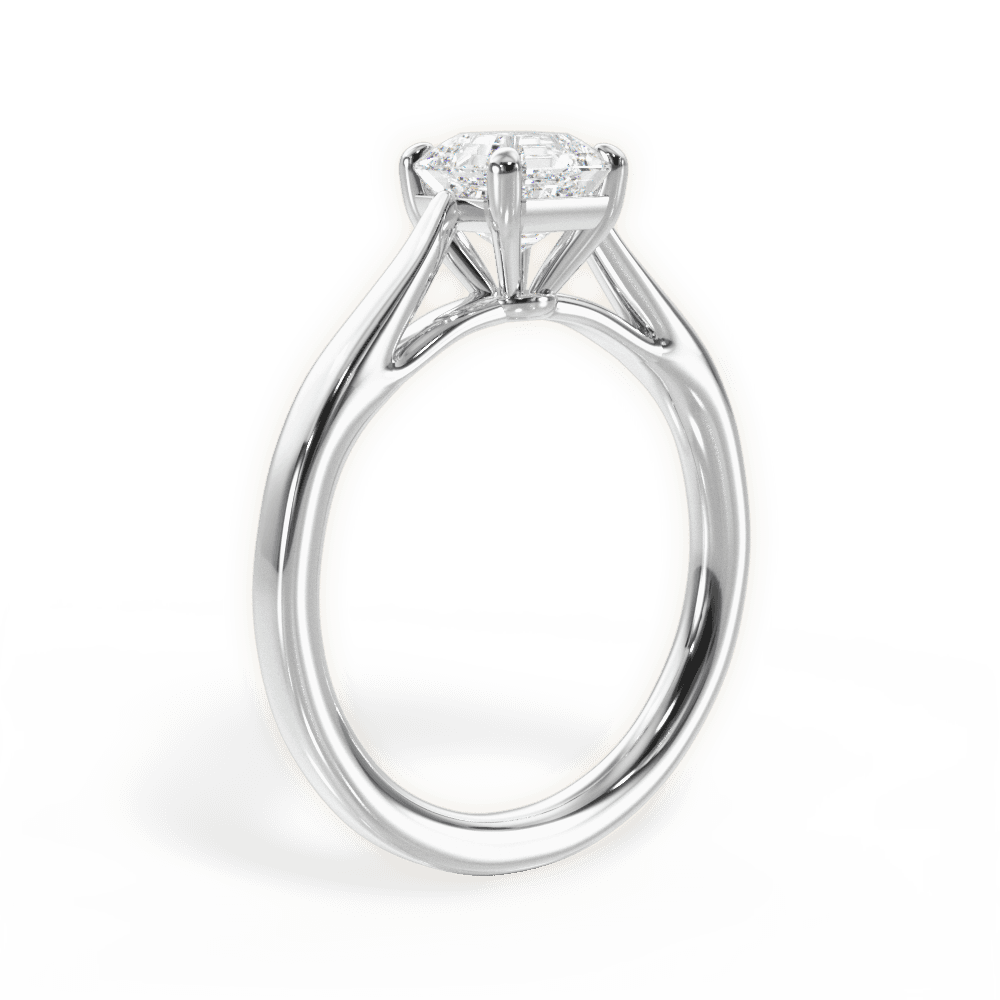 Angie Asscher Cut Lab Grown Diamond Platinum Engagement Ring - View 2