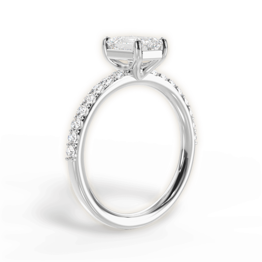 Elsie Emerald Cut Lab Grown Diamond Platinum Engagement Ring - View 3