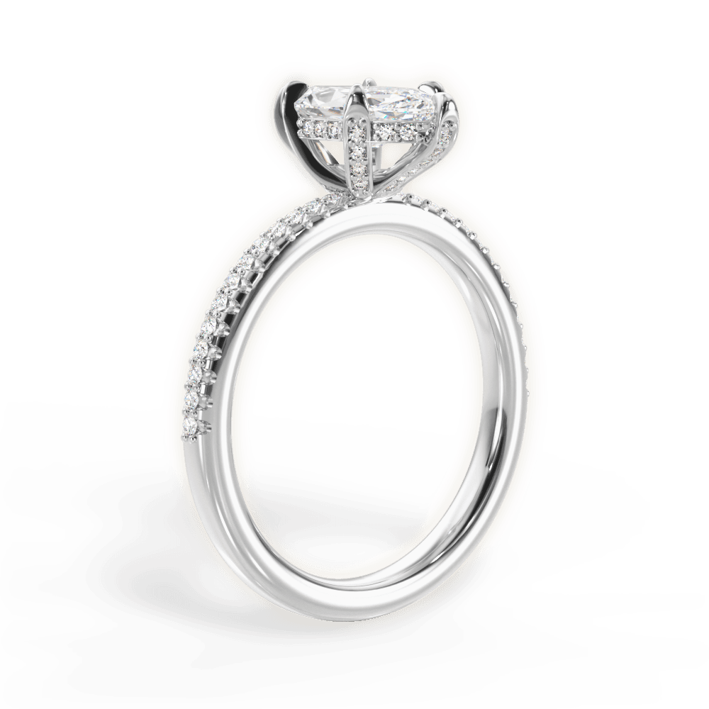 Helen Marquise Cut Lab Grown Diamond 18Kt White Gold Engagement Ring - View 2