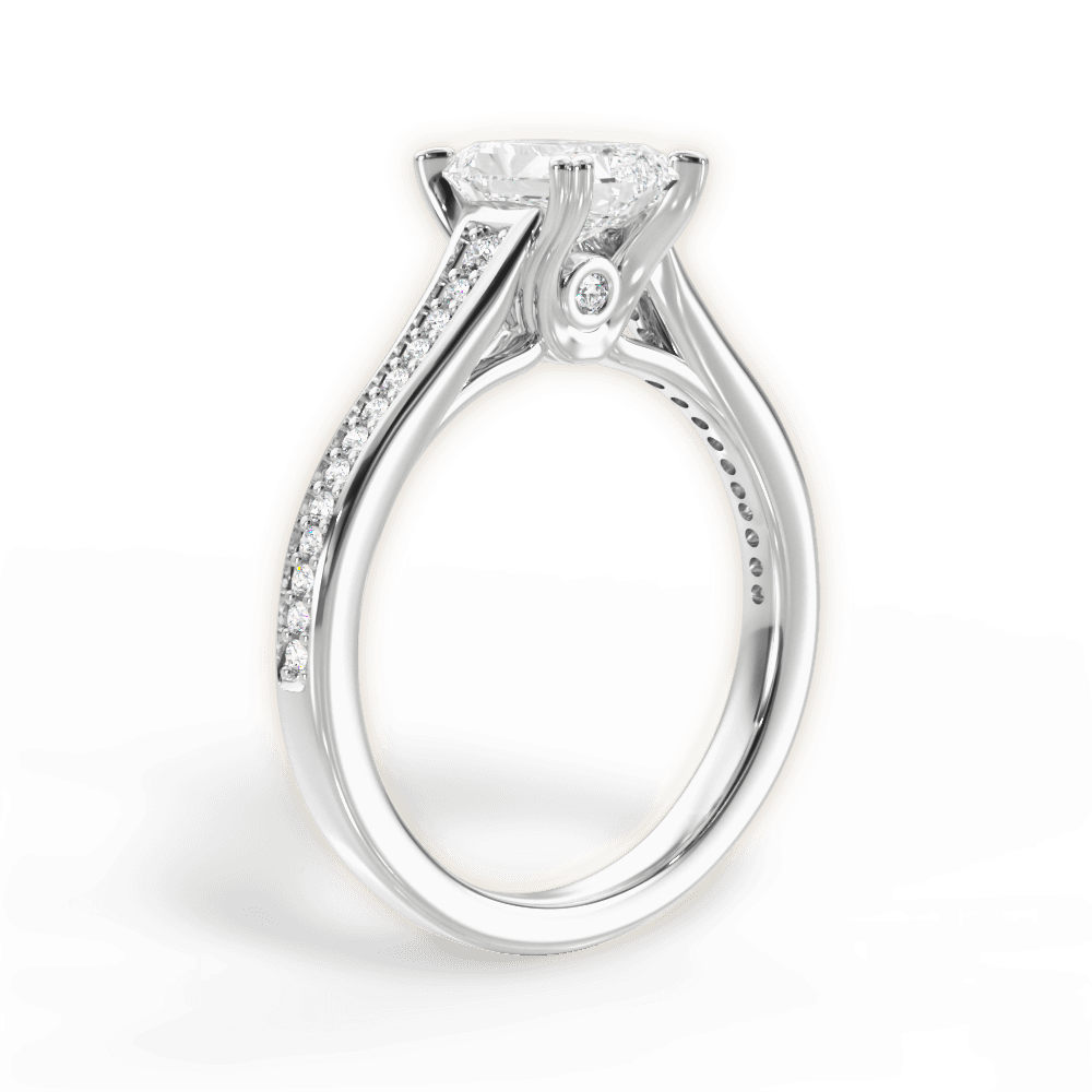 Delia Radiant Cut Lab Grown Diamond Platinum Engagement Ring - View 2