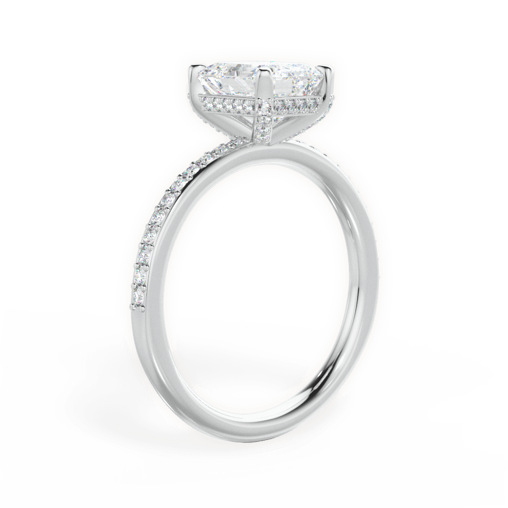 Janice Emerald Cut Lab Grown Diamond Platinum Engagement Ring - View 3