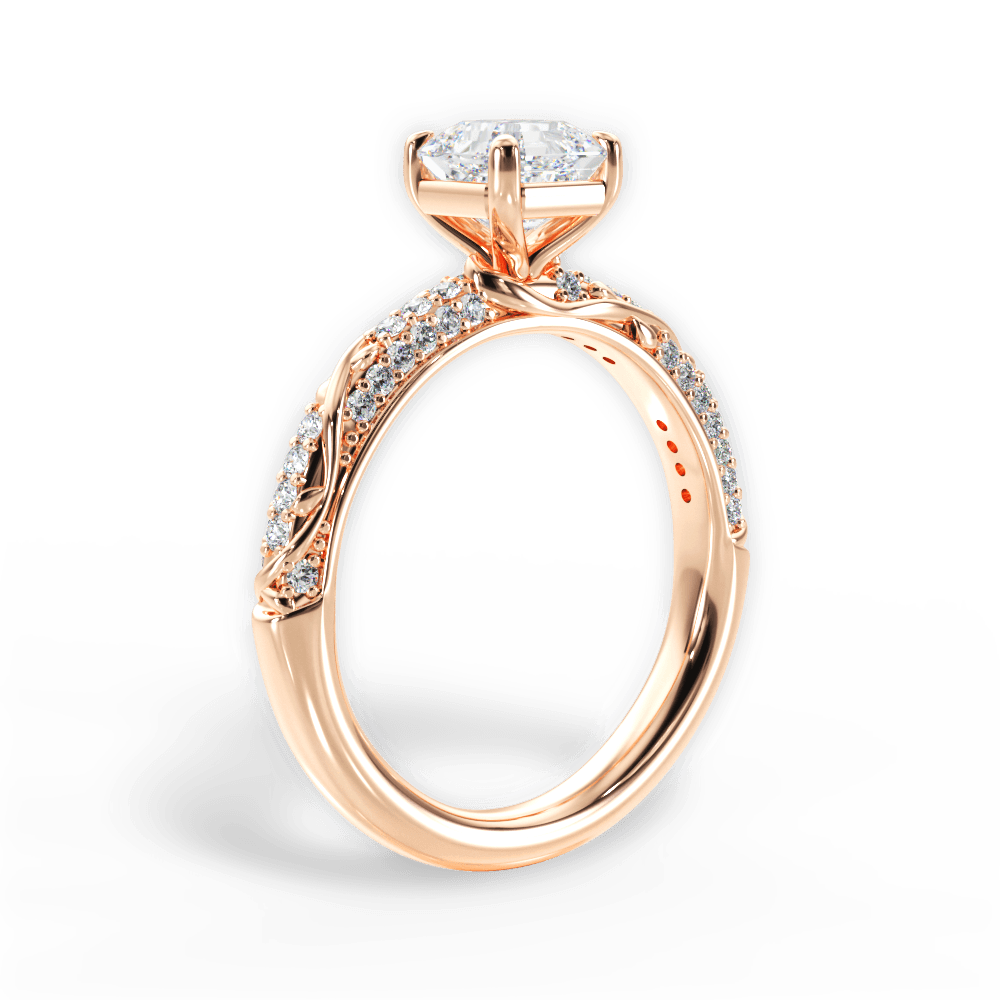 Gloria Asscher Cut Lab Grown Diamond 18Kt Rose Gold Engagement Ring - View 4