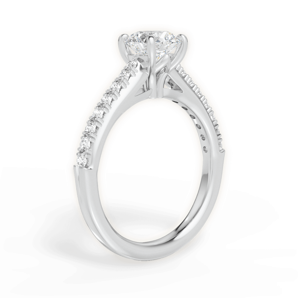 Elizabeth Round Cut Lab Grown Diamond 18Kt White Gold Engagement Ring - View 2
