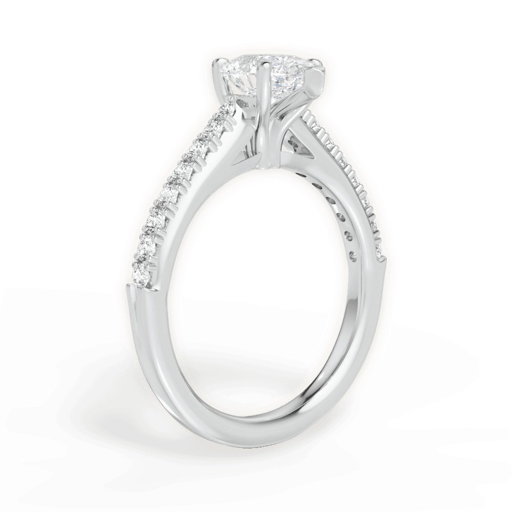 Elizabeth Pear Cut Lab Grown Diamond Platinum Engagement Ring - View 3