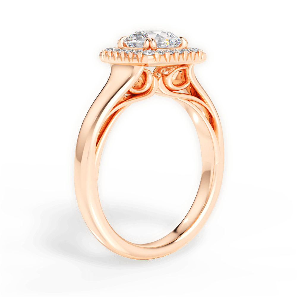 Jasmin Round Cut Lab Grown Diamond 18Kt Rose Gold Engagement Ring - View 3