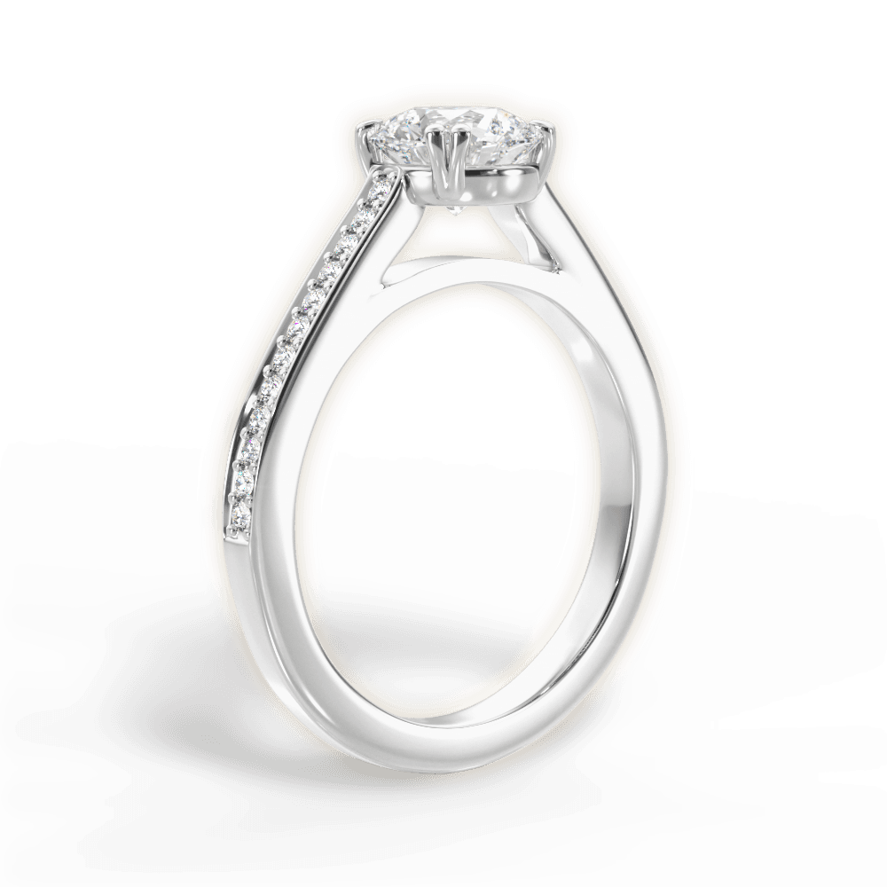 Denise Round Cut Lab Grown Diamond Platinum Engagement Ring - View 4