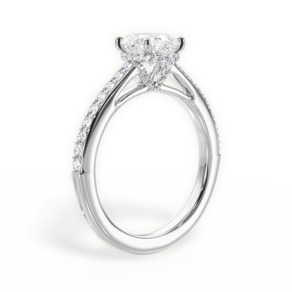 Joan Oval Cut Lab Grown Diamond 18Kt White Gold Engagement Ring - View 3