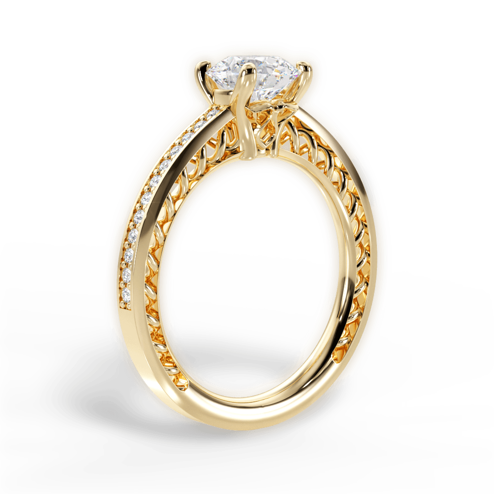 Donna Round Cut Lab Grown Diamond 18Kt Yellow Gold Engagement Ring - View 2