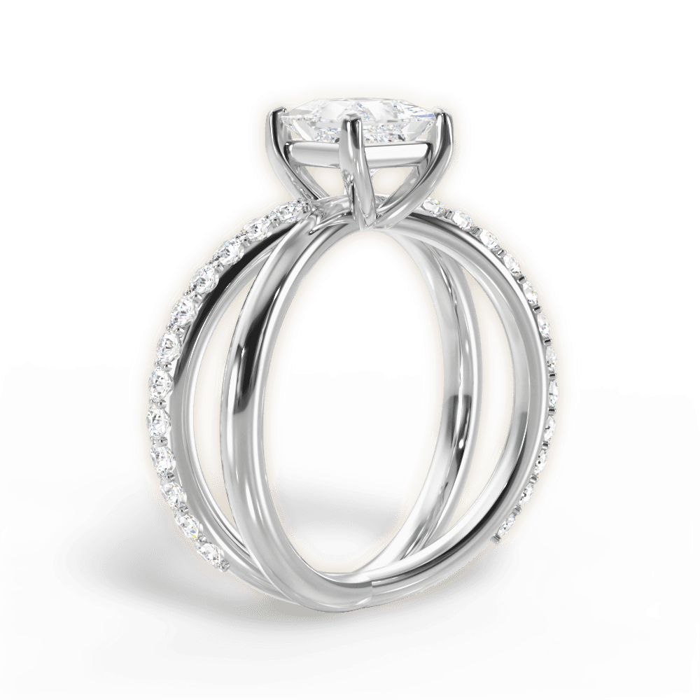 Jennifer Princess Cut Lab Grown Diamond 18Kt White Gold Engagement Ring - View 4