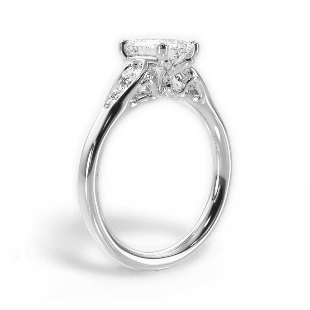 Cecilia Emerald Cut Lab Grown Diamond Platinum Engagement Ring - View 3