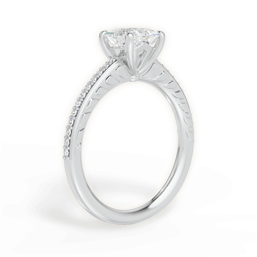 Caroline Princess Cut Lab Grown Diamond 18Kt White Gold Engagement Ring - View 3