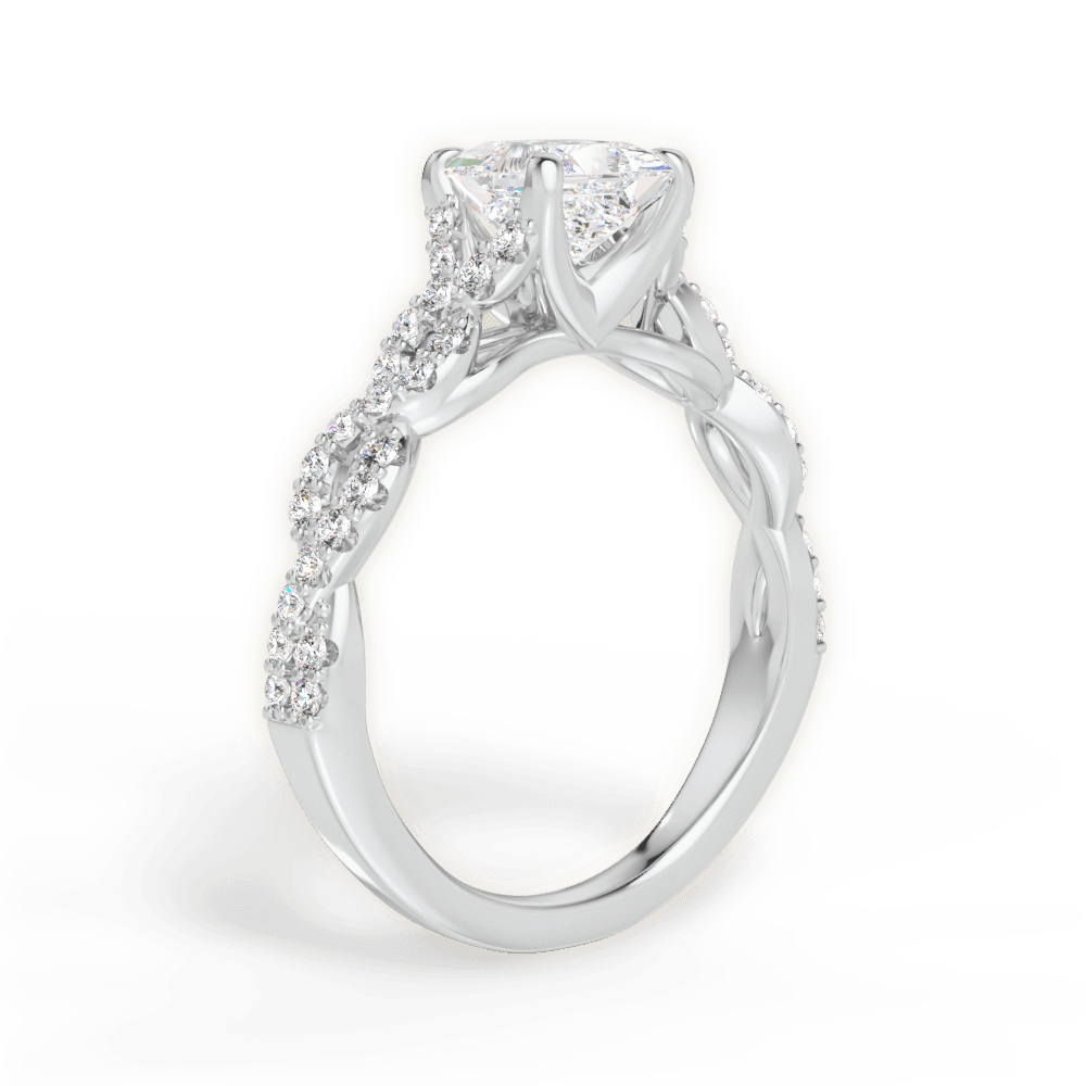 Justine Princess Cut Lab Grown Diamond Platinum Engagement Ring - View 3