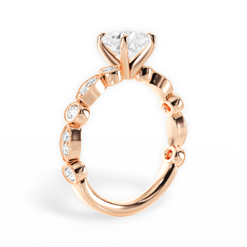 Edith Cushion Cut Lab Grown Diamond 18Kt Rose Gold Engagement Ring - View 2