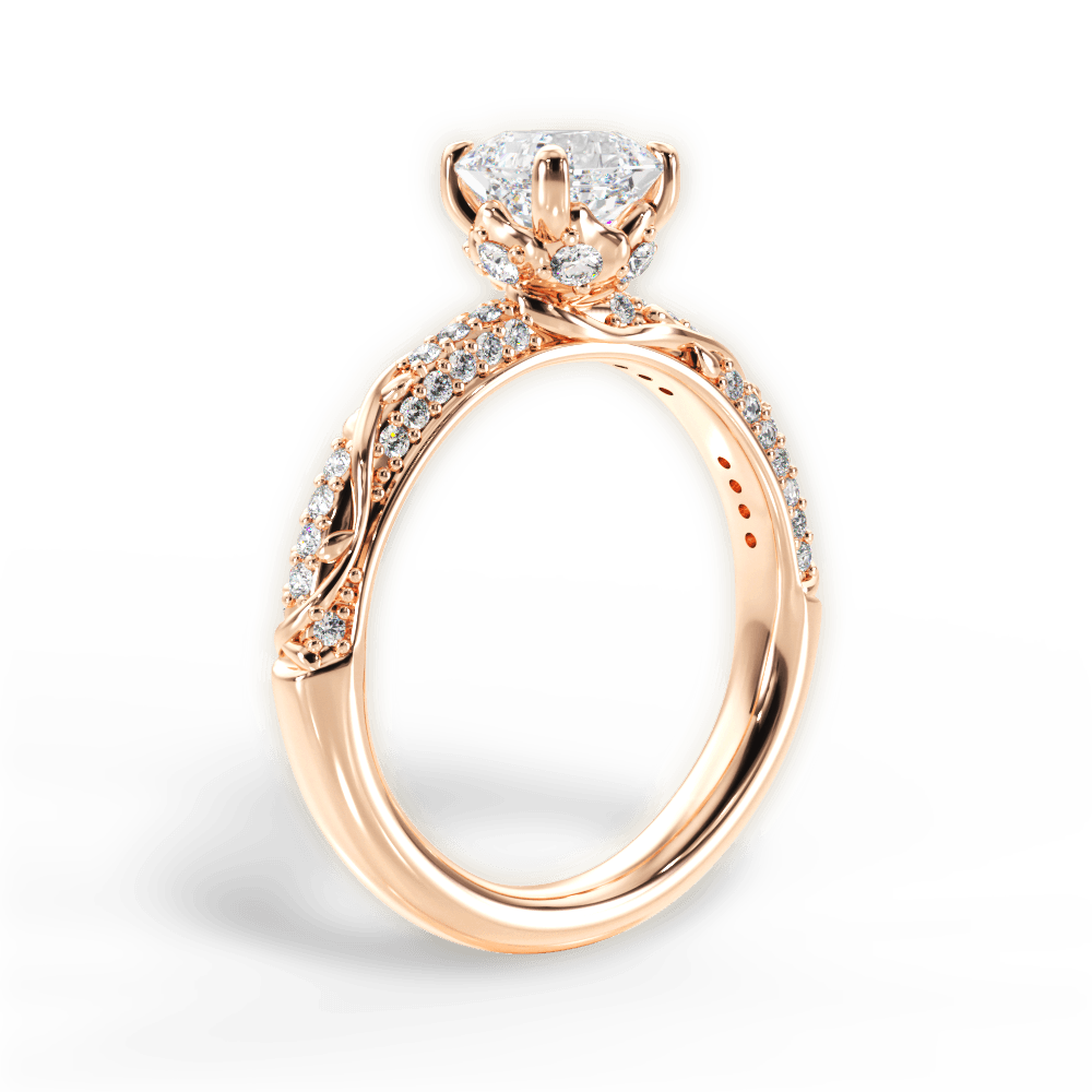 Josephine Asscher Cut Lab Grown Diamond 18Kt Rose Gold Engagement Ring - View 4
