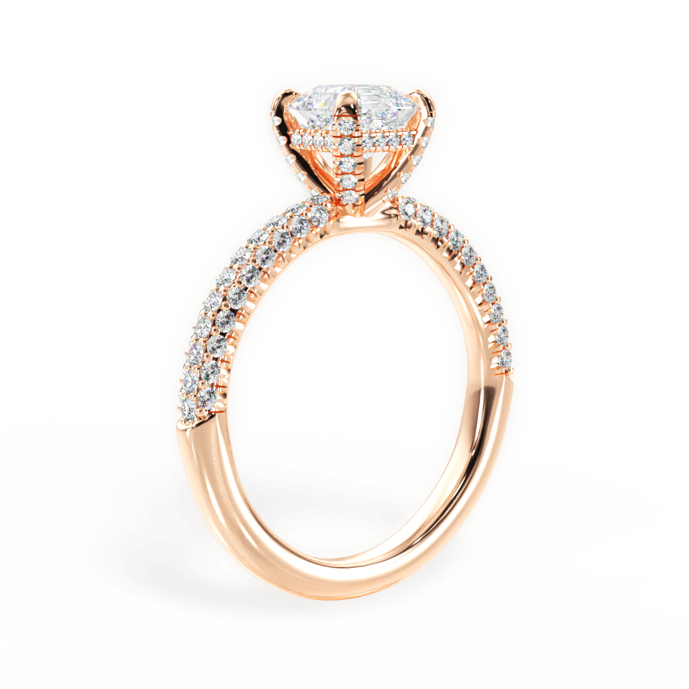 Lisa Asscher Cut Lab Grown Diamond 18Kt Rose Gold Engagement Ring - View 4