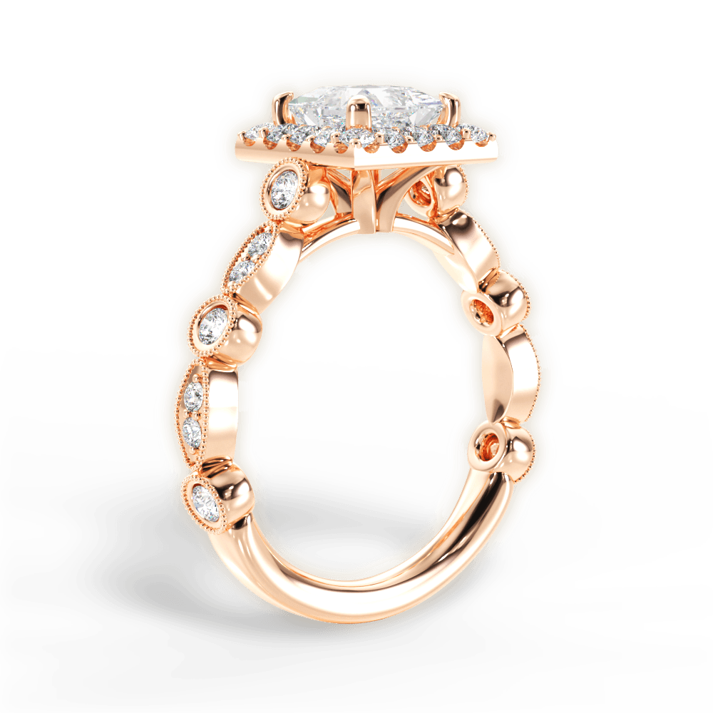 Irene Princess Cut Lab Grown Diamond 18Kt Rose Gold Engagement Ring - View 4