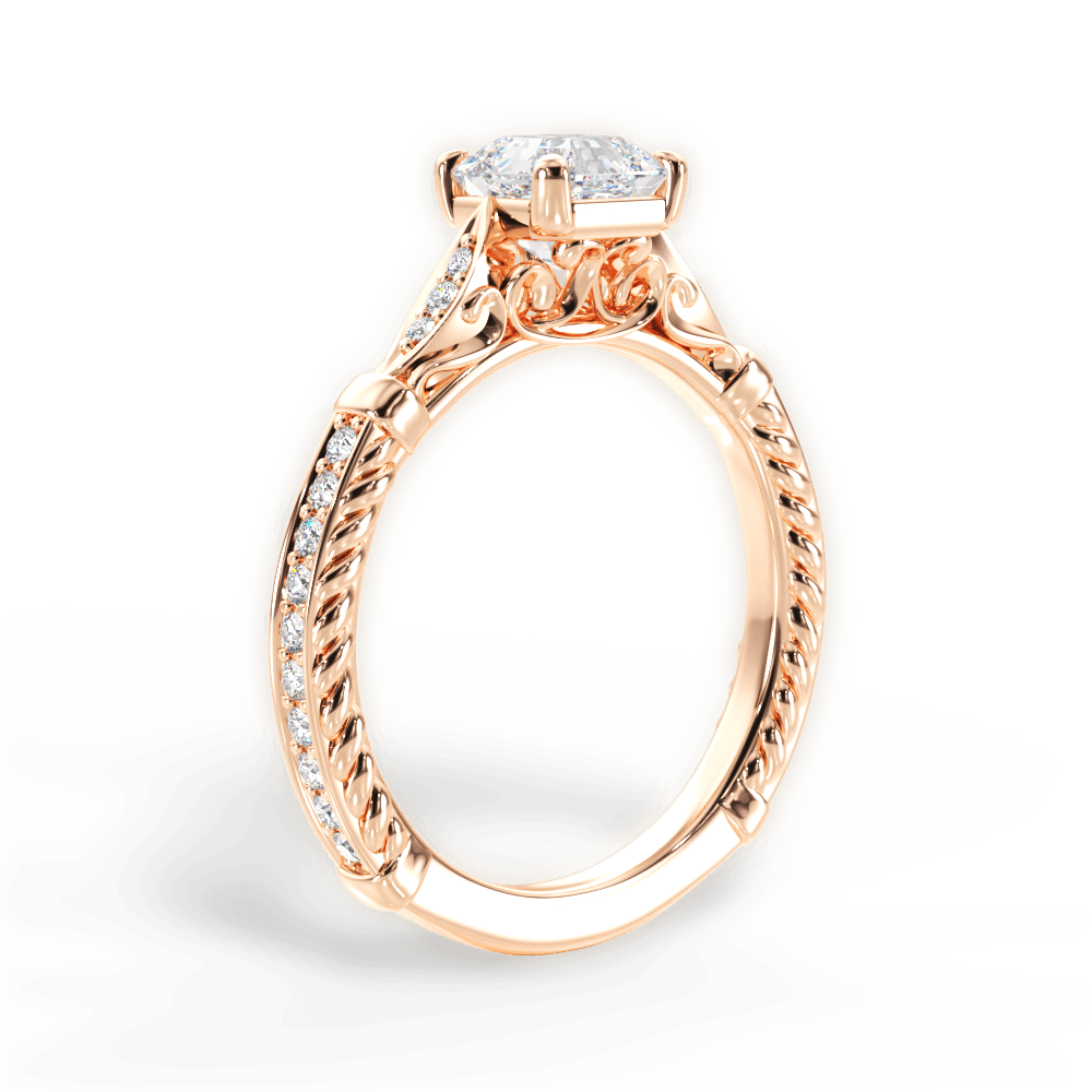 Gabriela Asscher Cut Lab Grown Diamond 18Kt Rose Gold Engagement Ring - View 4