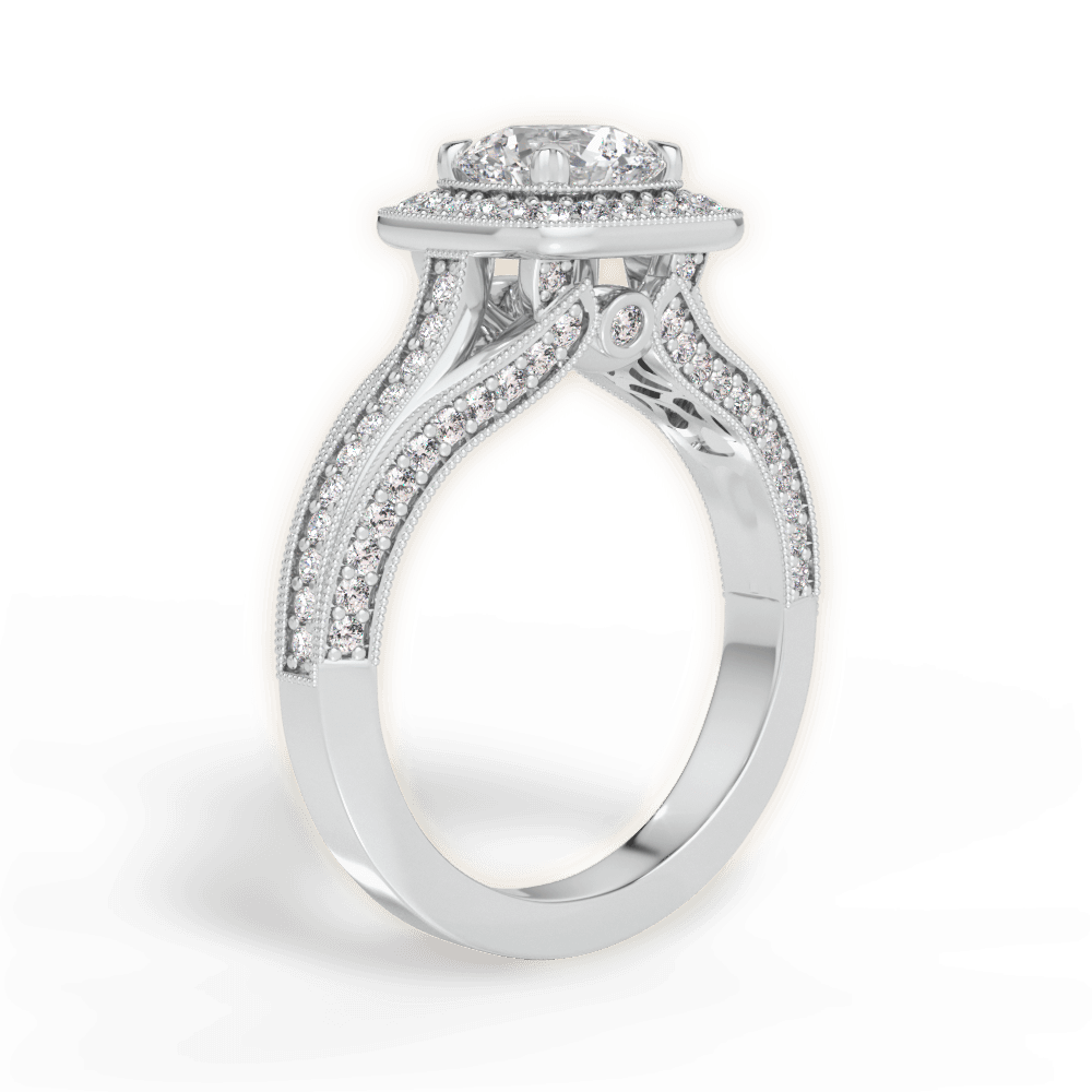 Lillian Round Cut Lab Grown Diamond 14Kt White Gold Engagement Ring - View 3