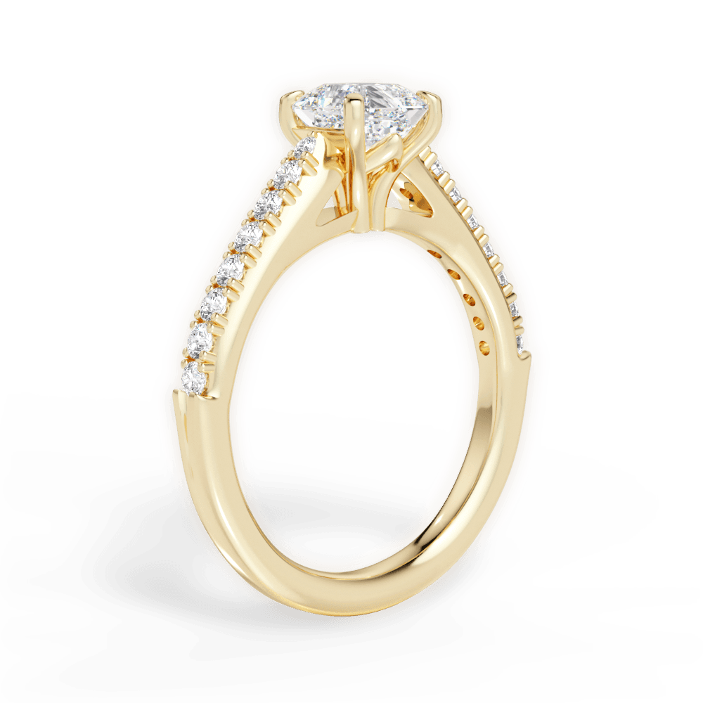 Elizabeth Asscher Cut Lab Grown Diamond 18Kt Yellow Gold Engagement Ring - View 2