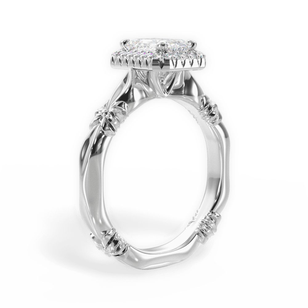 Erica Emerald Cut Lab Grown Diamond 18Kt White Gold Engagement Ring - View 2