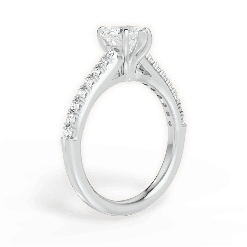 Elizabeth Heart Cut Lab Grown Diamond 18Kt White Gold Engagement Ring - View 2