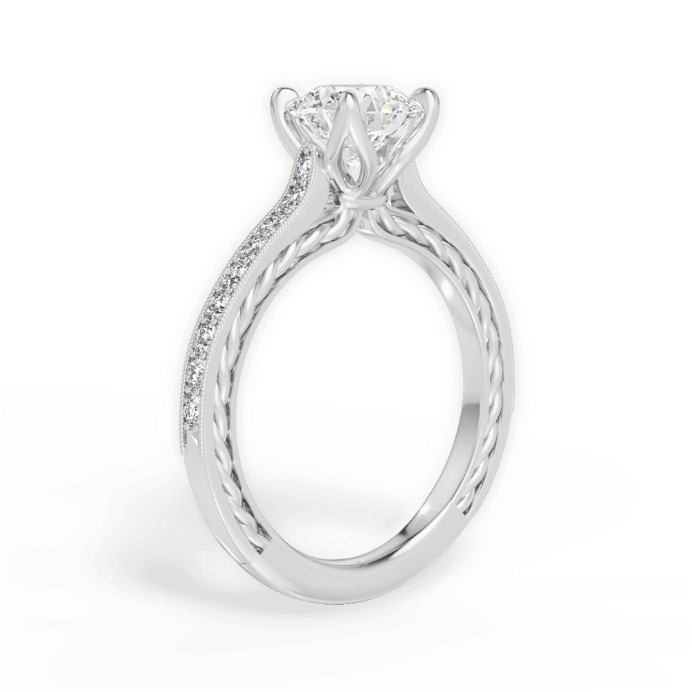 Gilda Round Cut Lab Grown Diamond 18Kt White Gold Engagement Ring - View 3