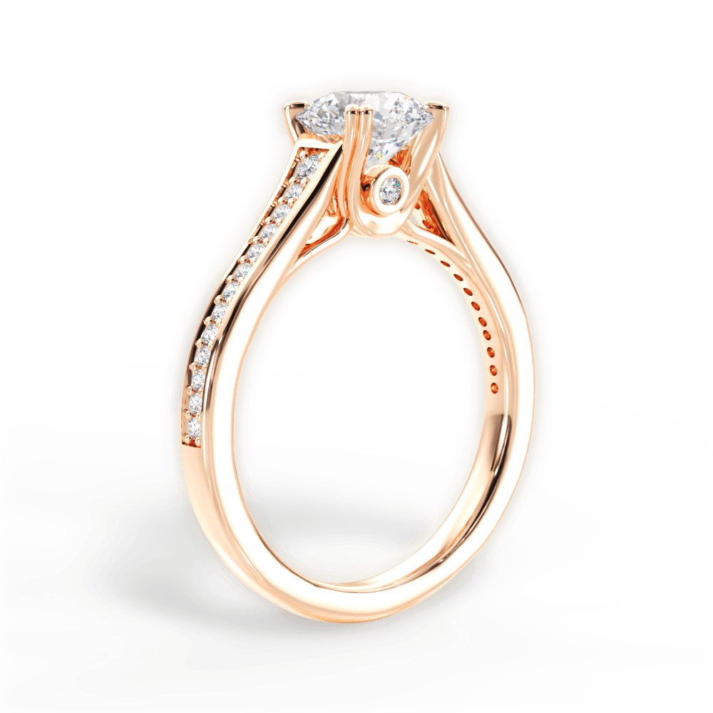 Delia Round Cut Lab Grown Diamond 18Kt Rose Gold Engagement Ring - View 4