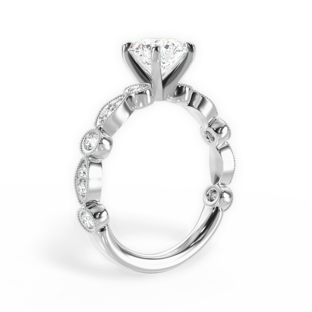 Edith Round Cut Lab Grown Diamond 18Kt White Gold Engagement Ring - View 2