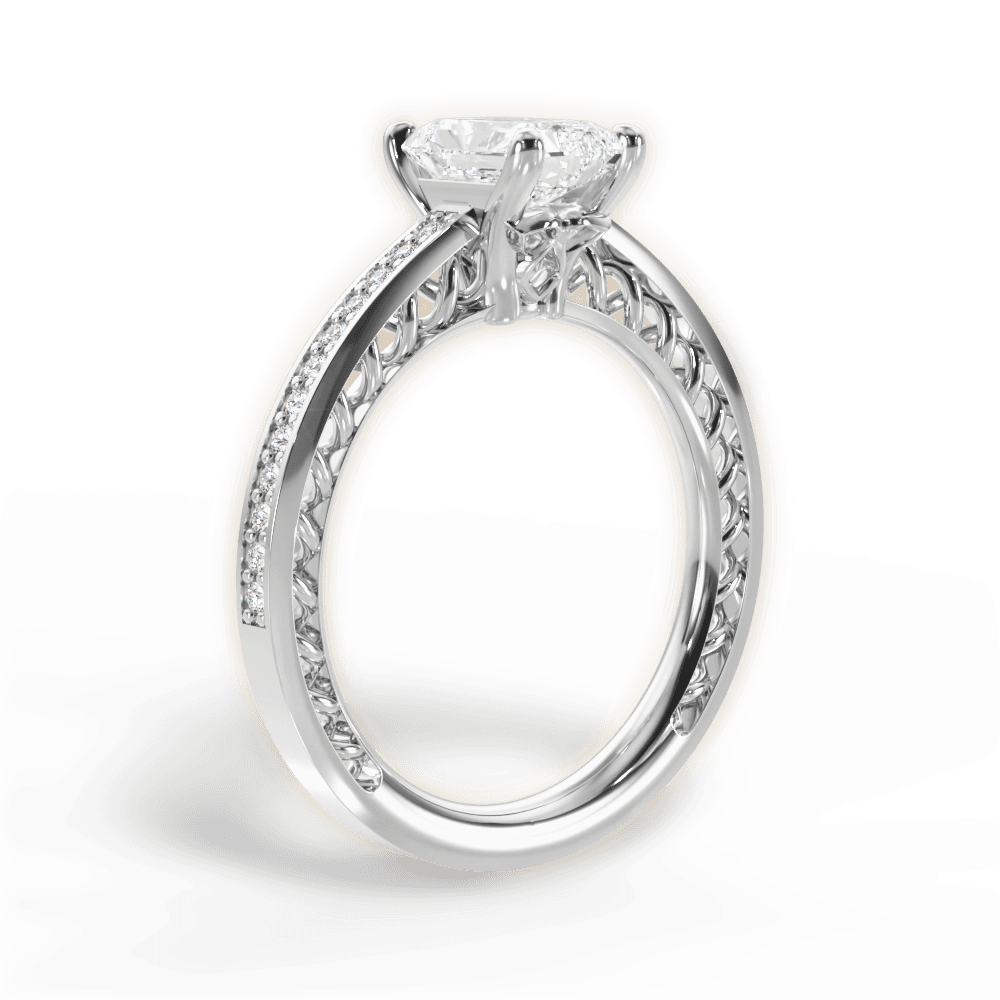 Donna Radiant Cut Lab Grown Diamond 14Kt White Gold Engagement Ring - View 2